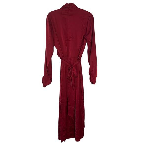 Alexia Admor Red Silky Mock Neck Wrap Dress - Size 14 - Picture 5 of 10